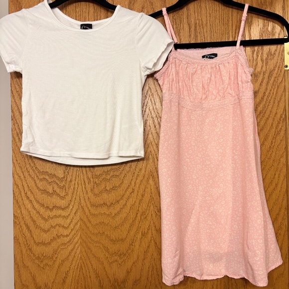 Art Class Pink Floral Slip Dress with White Tee – Size M (8) - Picture 5 of 8